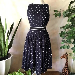 Talbots Navy Polka Dot Midi Dress